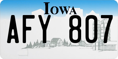 IA license plate AFY807