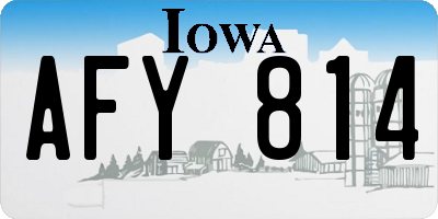 IA license plate AFY814