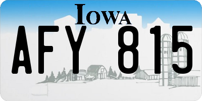 IA license plate AFY815