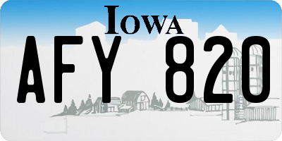 IA license plate AFY820