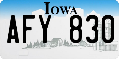 IA license plate AFY830