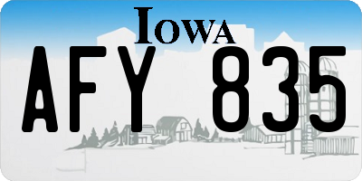 IA license plate AFY835