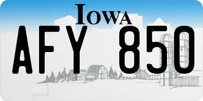 IA license plate AFY850