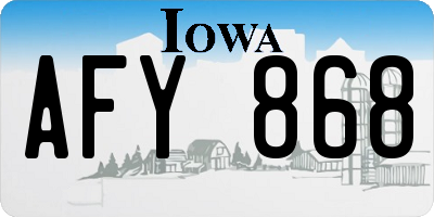 IA license plate AFY868