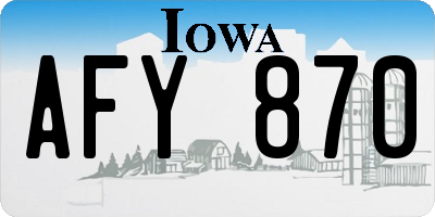 IA license plate AFY870