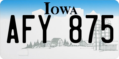 IA license plate AFY875