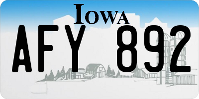 IA license plate AFY892