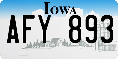 IA license plate AFY893