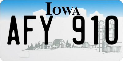 IA license plate AFY910