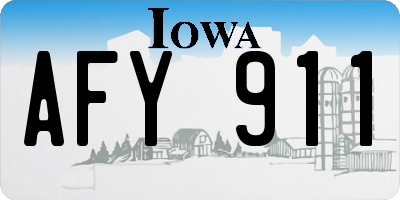 IA license plate AFY911