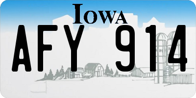 IA license plate AFY914