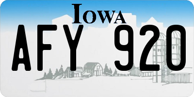 IA license plate AFY920