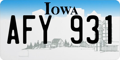 IA license plate AFY931