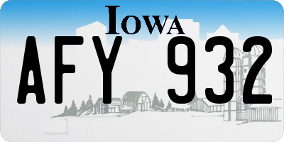 IA license plate AFY932