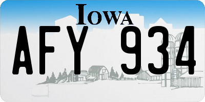 IA license plate AFY934