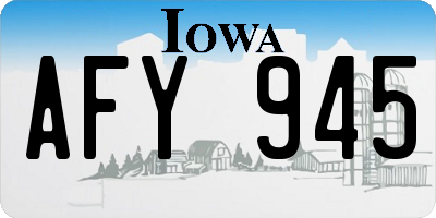 IA license plate AFY945