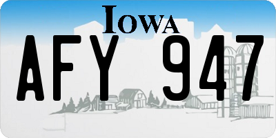 IA license plate AFY947