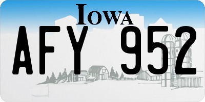 IA license plate AFY952