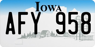 IA license plate AFY958