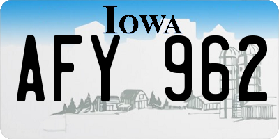 IA license plate AFY962