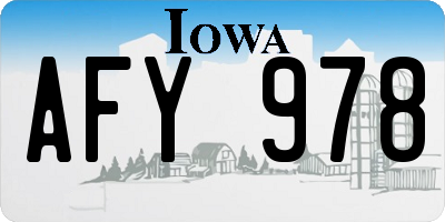 IA license plate AFY978