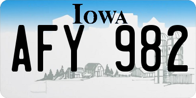 IA license plate AFY982