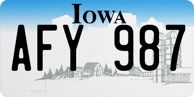 IA license plate AFY987