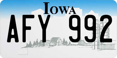 IA license plate AFY992