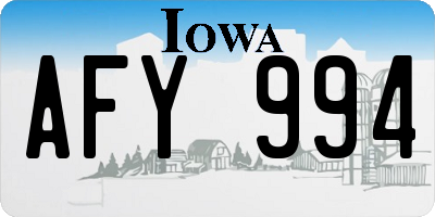 IA license plate AFY994