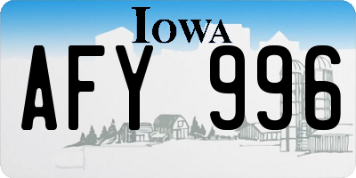 IA license plate AFY996