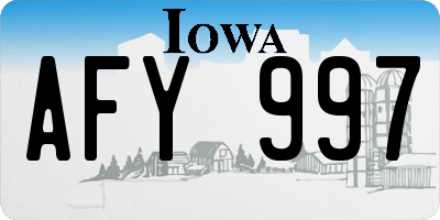IA license plate AFY997