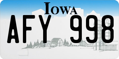 IA license plate AFY998