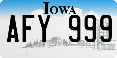 IA license plate AFY999