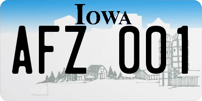 IA license plate AFZ001