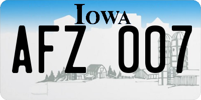 IA license plate AFZ007