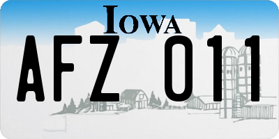 IA license plate AFZ011