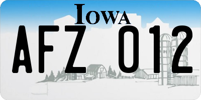 IA license plate AFZ012