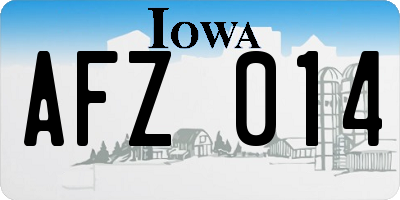 IA license plate AFZ014