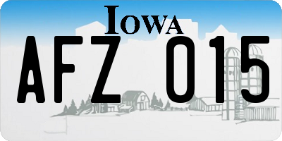 IA license plate AFZ015