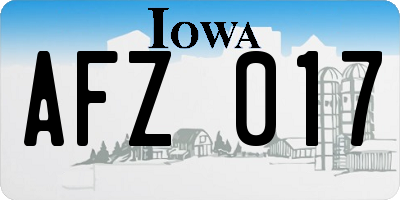 IA license plate AFZ017