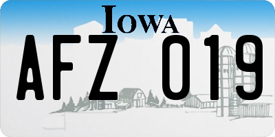 IA license plate AFZ019