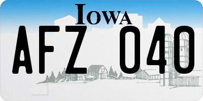 IA license plate AFZ040