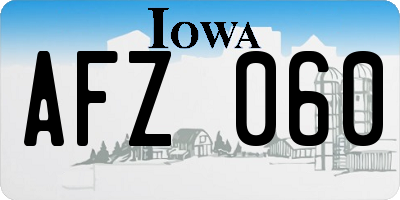 IA license plate AFZ060