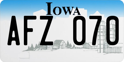 IA license plate AFZ070