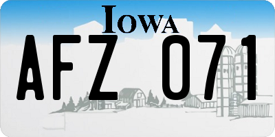 IA license plate AFZ071