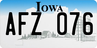 IA license plate AFZ076