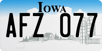 IA license plate AFZ077