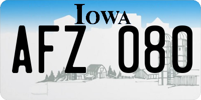 IA license plate AFZ080