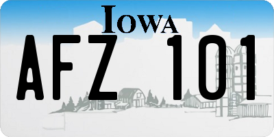 IA license plate AFZ101
