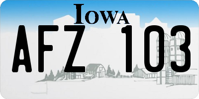 IA license plate AFZ103